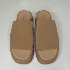 Anthropologie Beige Slide Sandals